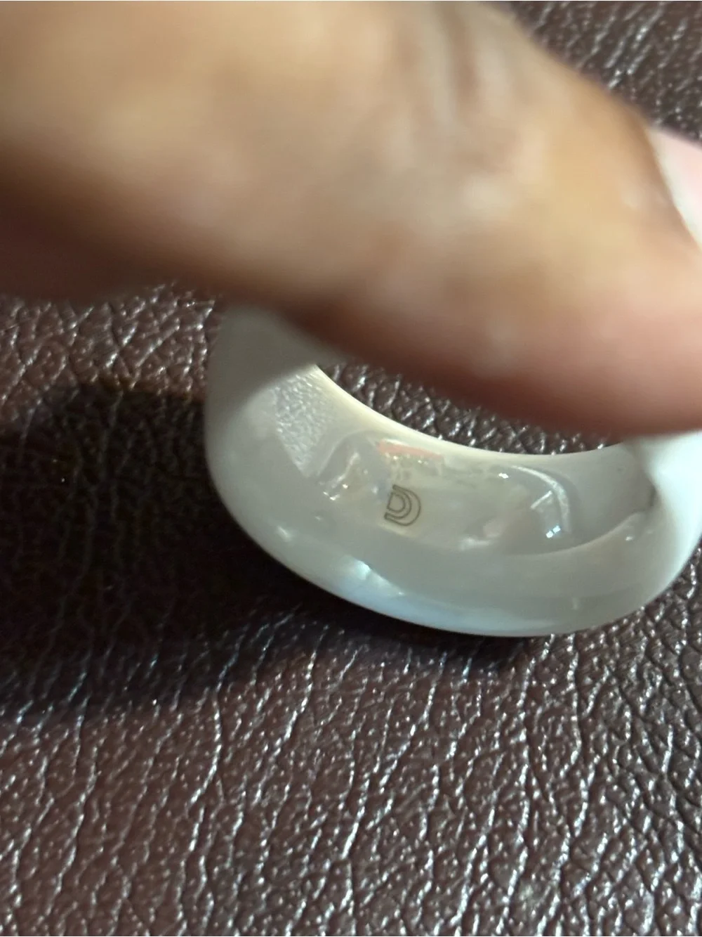 White Ceramic Ring with Blue Gemstone -